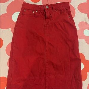 Elegant Red Pencil Skirt